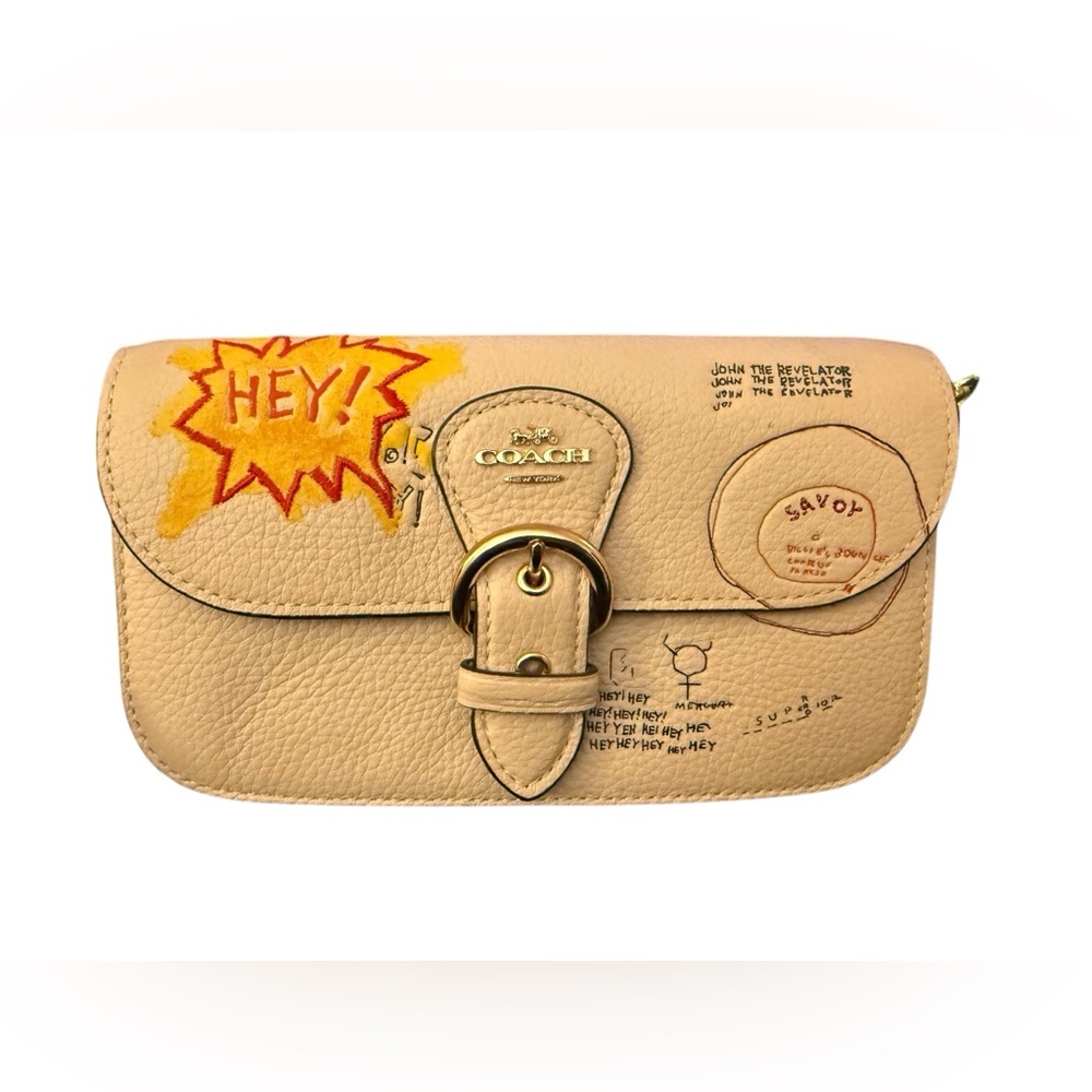 Coach x Basquiat Tan Leather Women's Clutch